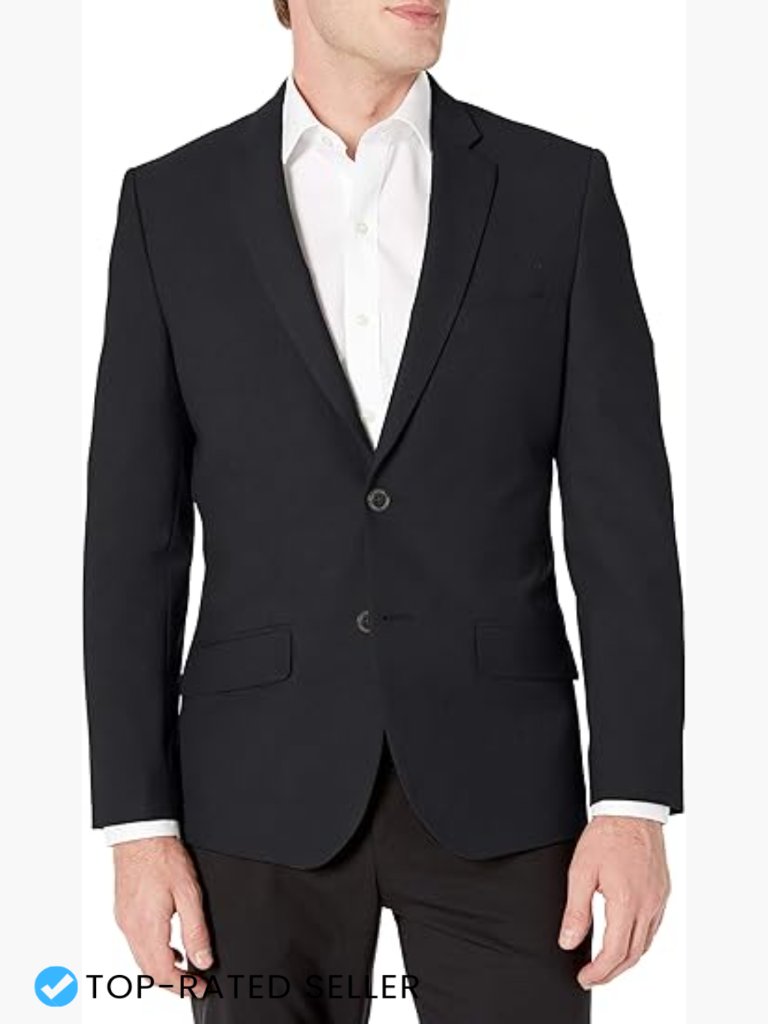 Slim Fit Stretch Blazer Classic Modern Casual Button Front Long Sleeve